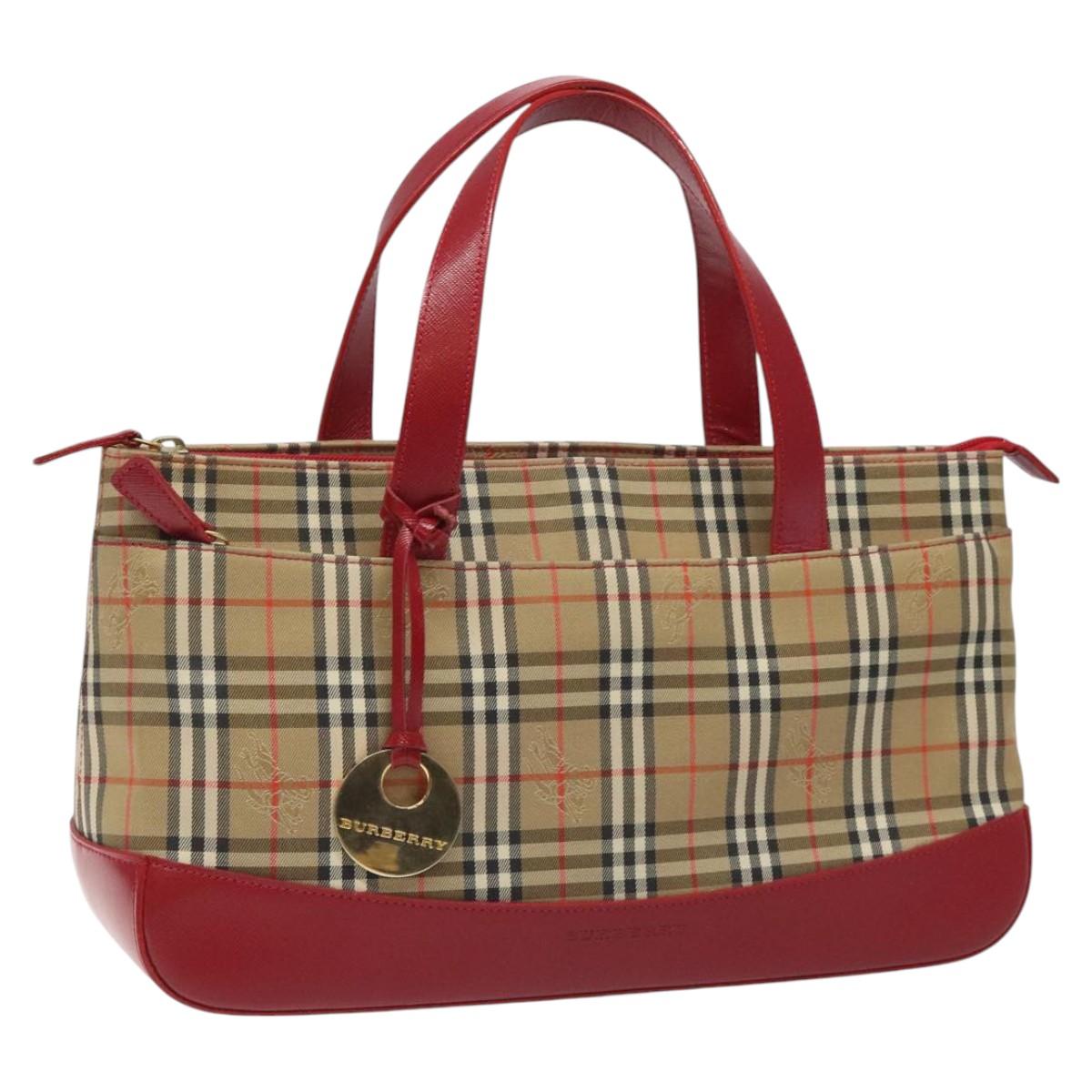 Burberry Nova Check Beige Canvas Handbag (Pre-Owned)