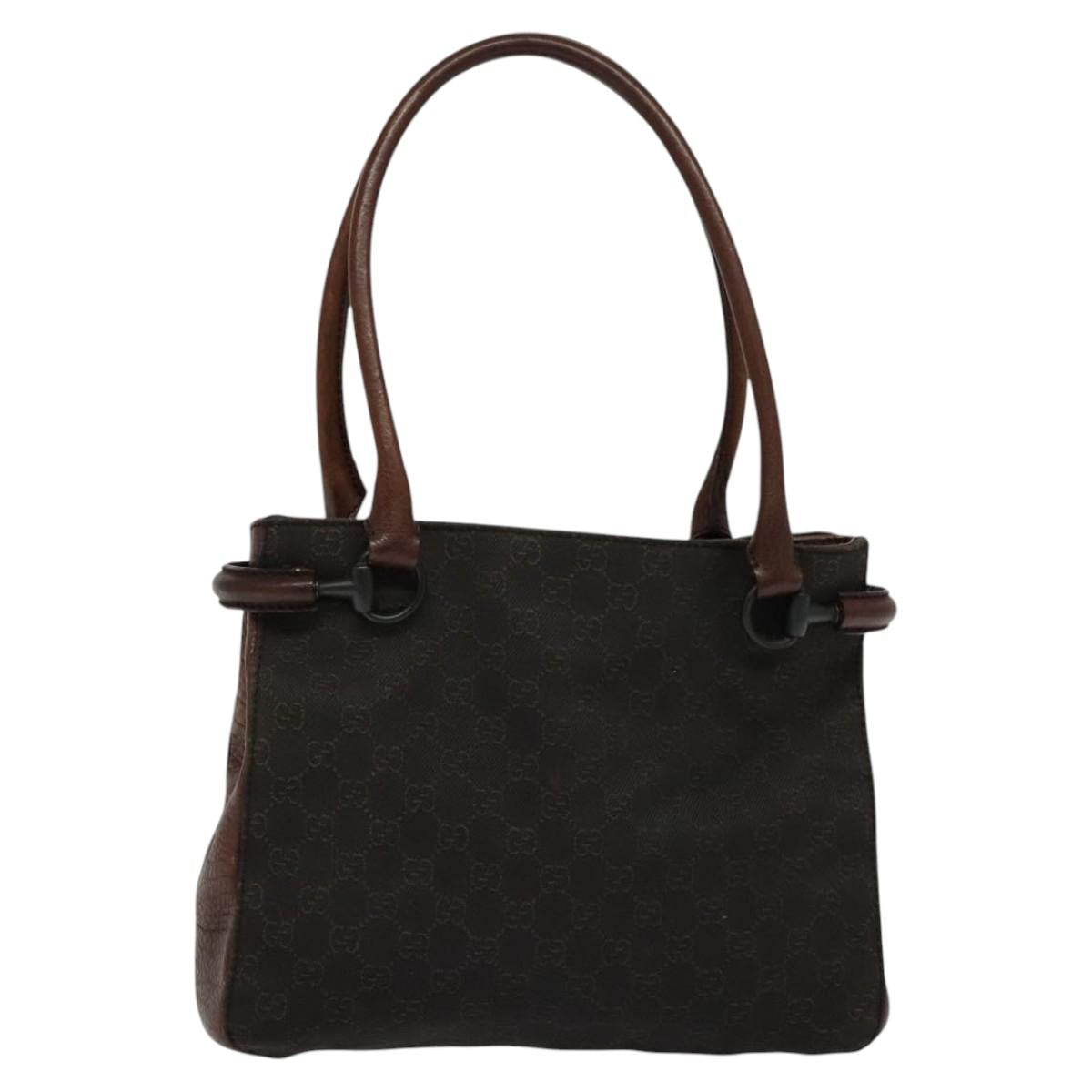 Gucci Horsebit Brown Canvas Tote Bag (Pre-Owned)
