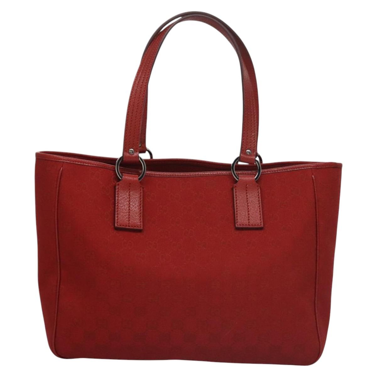 Gucci Gg Canvas Red Canvas Tote Bag (Pre-Owned)