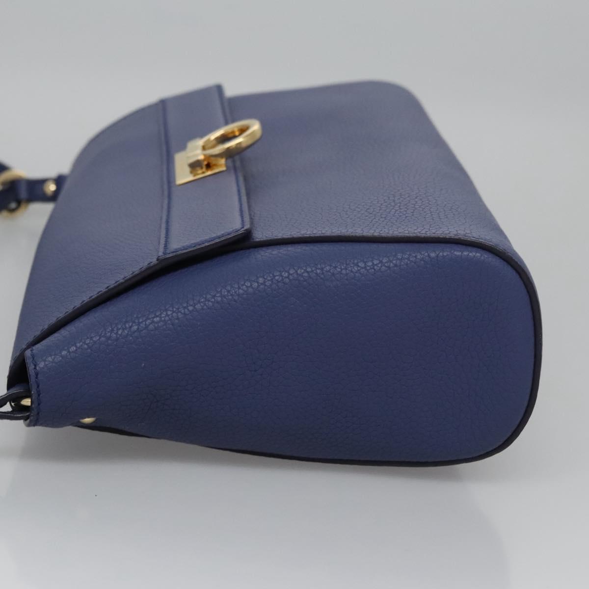 Salvatore Ferragamo Gancini Blue Leather Shoulder Bag (Pre-Owned)