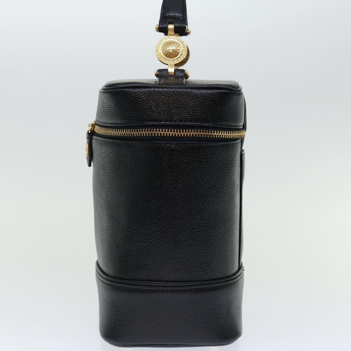 Versace Vanity Black Leather Handbag (Pre-Owned)