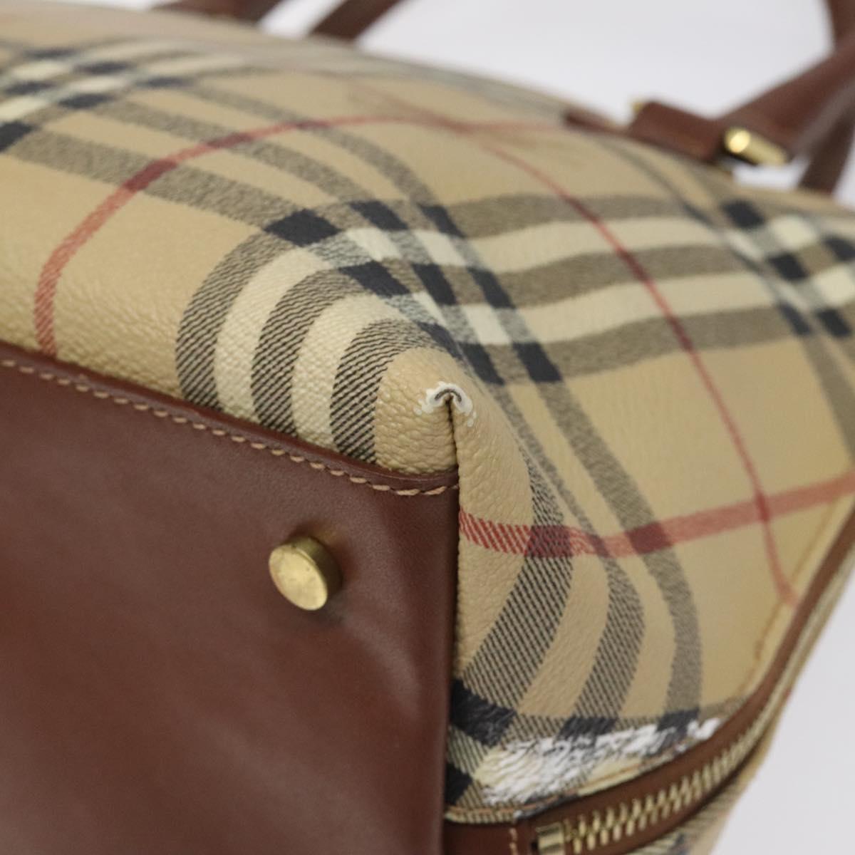 Burberry Nova Check Beige Canvas Handbag (Pre-Owned)