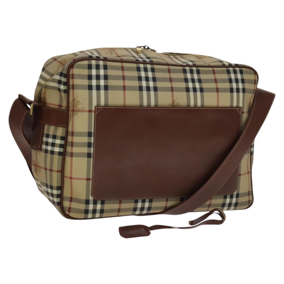 Burberry Haymarket Beige Canvas Shoulder Bag (Pre-Owned)
