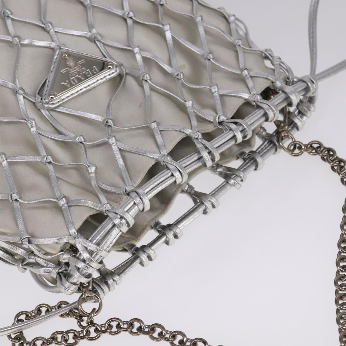 Prada Silver Synthetic Shoulder Bag (Pre-Owned)