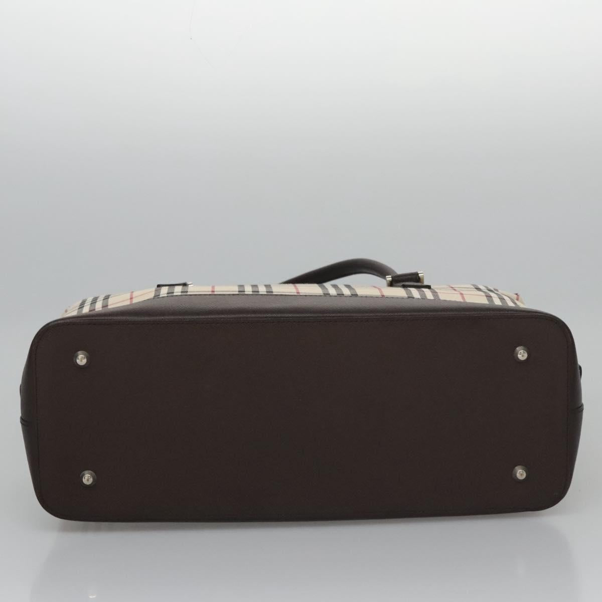 Burberry Nova Check Beige Canvas Handbag (Pre-Owned)