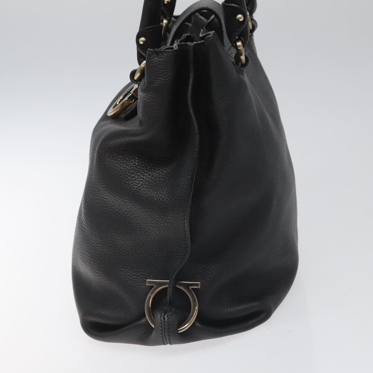 Salvatore Ferragamo Gancini Black Leather Handbag (Pre-Owned)