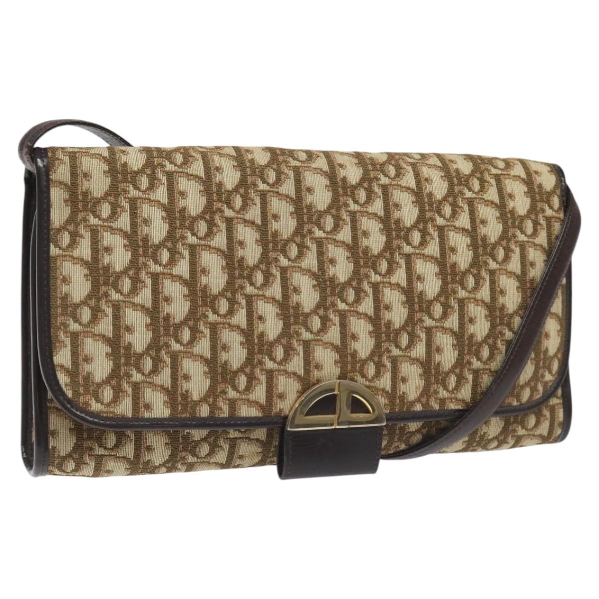 Dior Trotter Canvas Shoulder Bag Beige Canvas Shoulder Bag (Pre-Owned)