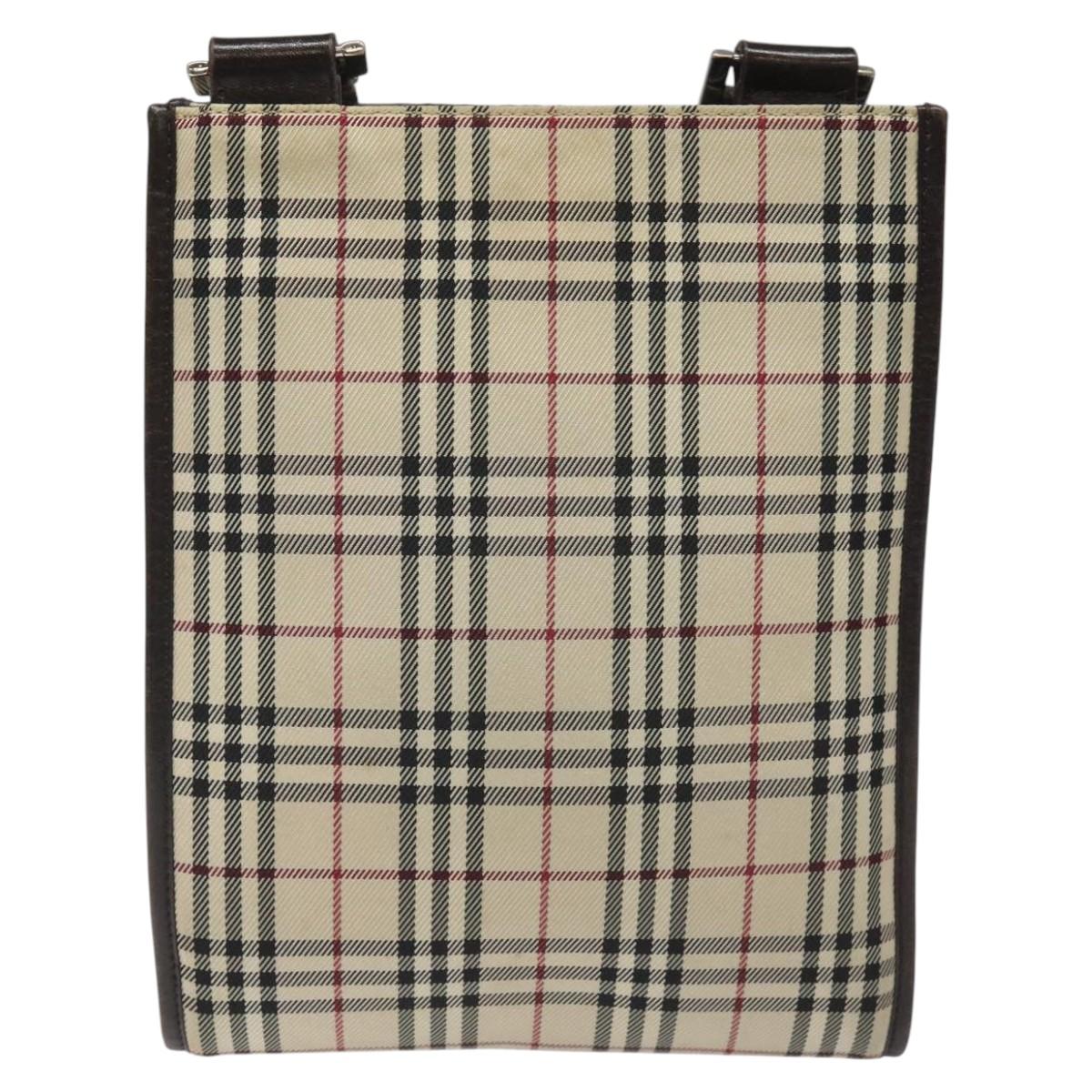 Burberry Nova Check Beige Canvas Shoulder Bag (Pre-Owned)