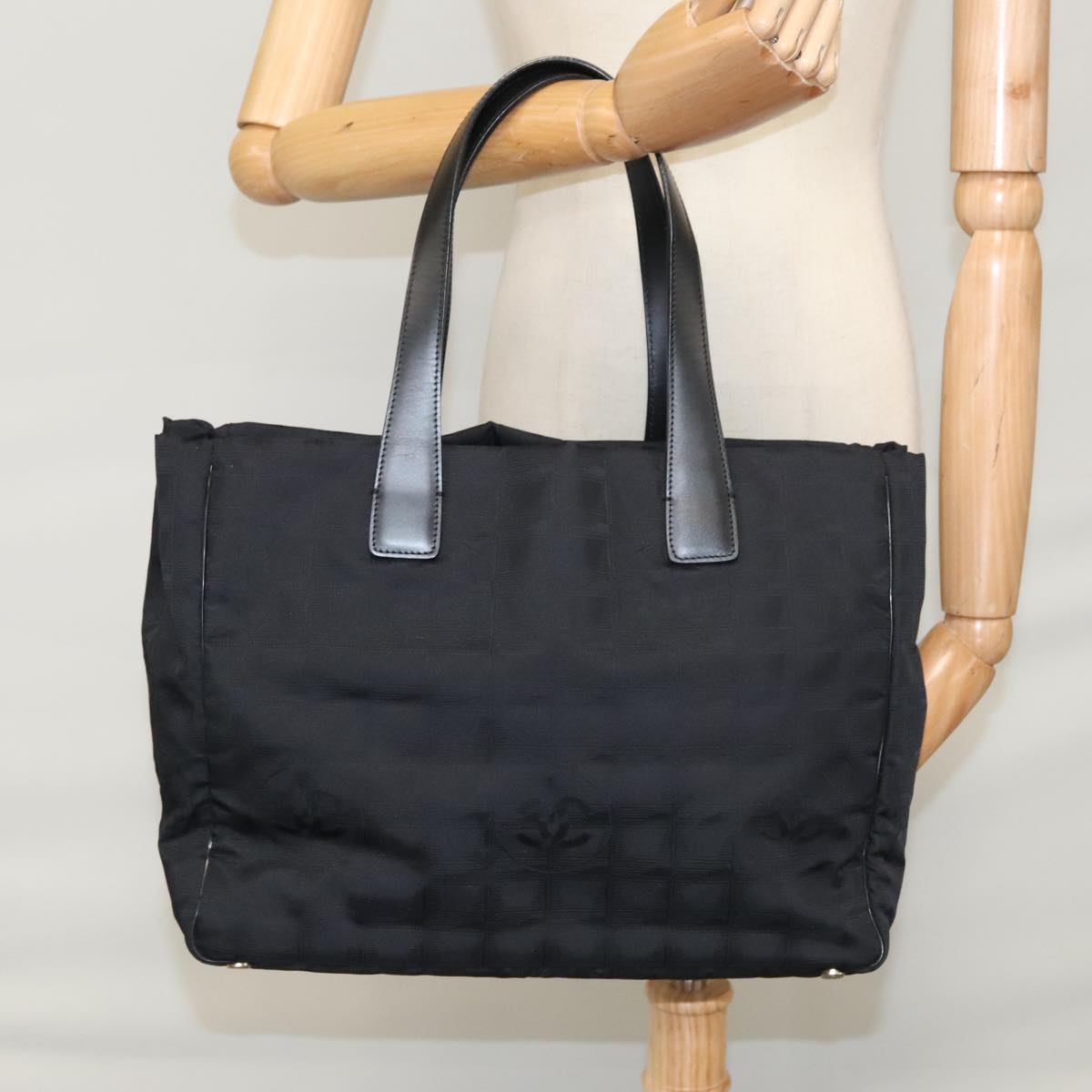 Chanel Travel Line Black Synthetic Tote Bag (Pre-Owned)