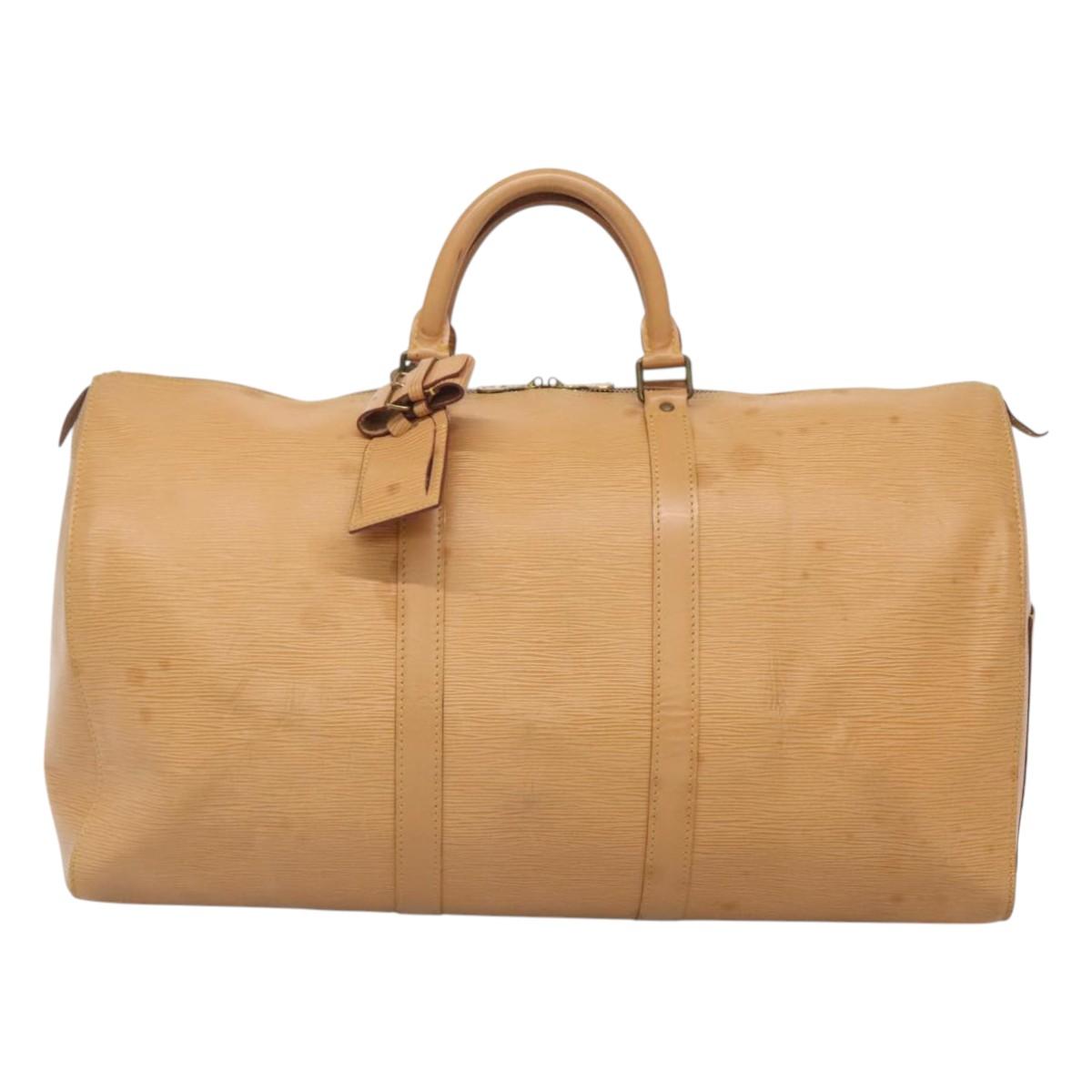 Louis Vuitton Keepall 50 Beige Leather Travel Bag (Pre-Owned)