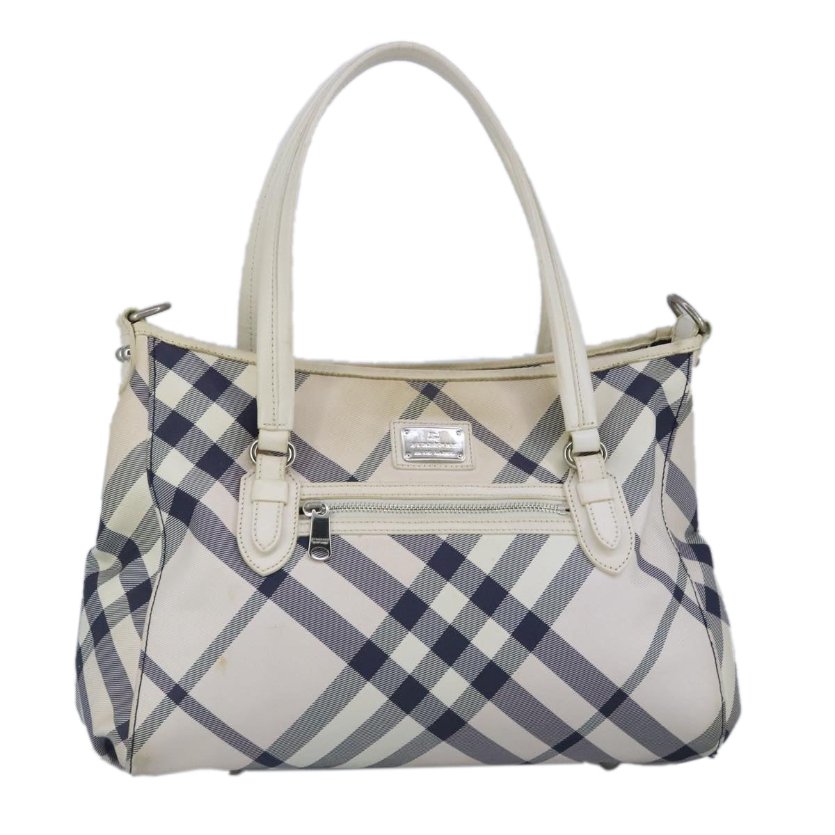 Burberry Nova Check White Canvas Tote Bag (Pre-Owned)