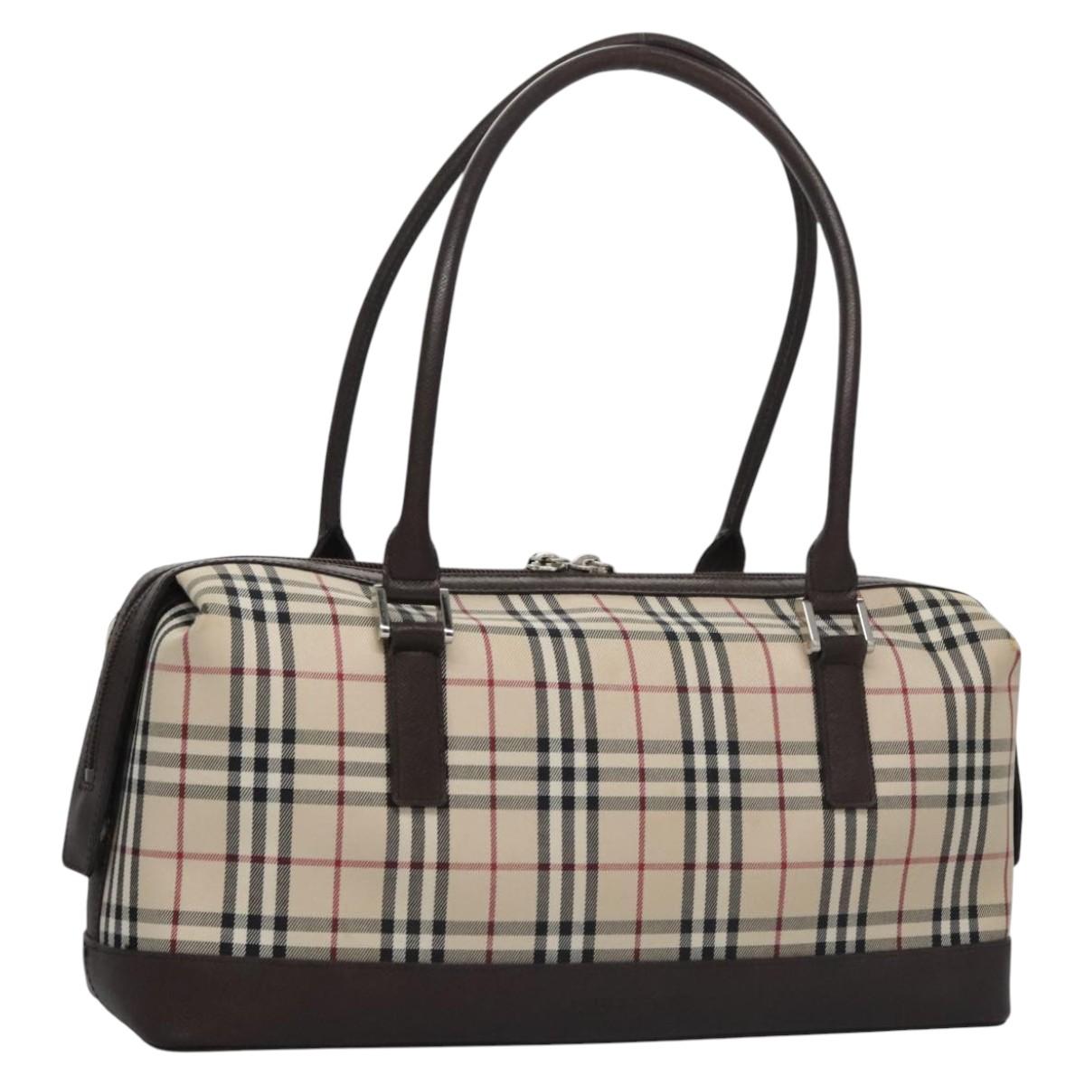 Burberry Nova Check Beige Canvas Handbag (Pre-Owned)