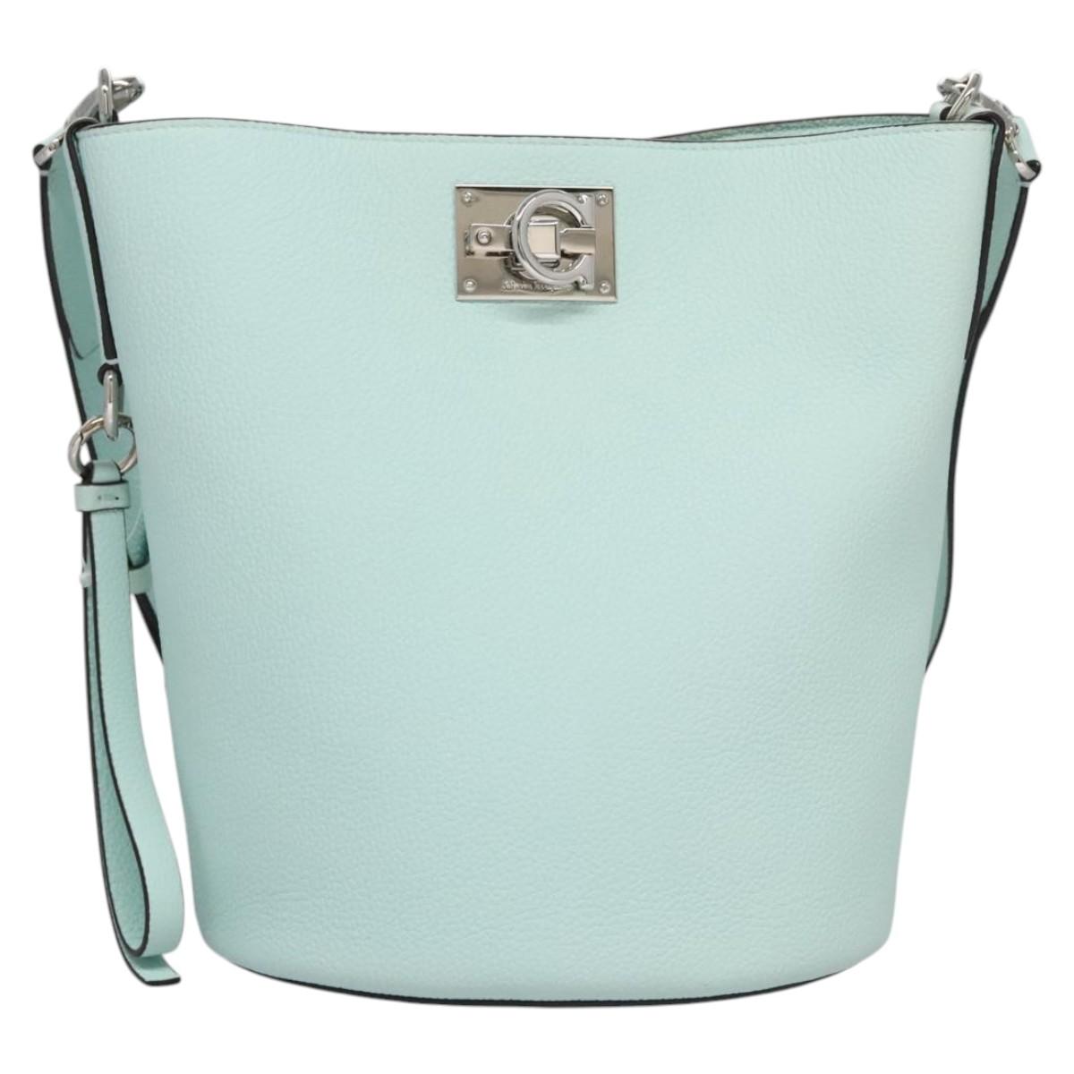 Salvatore Ferragamo Gancini Green Leather Shoulder Bag (Pre-Owned)