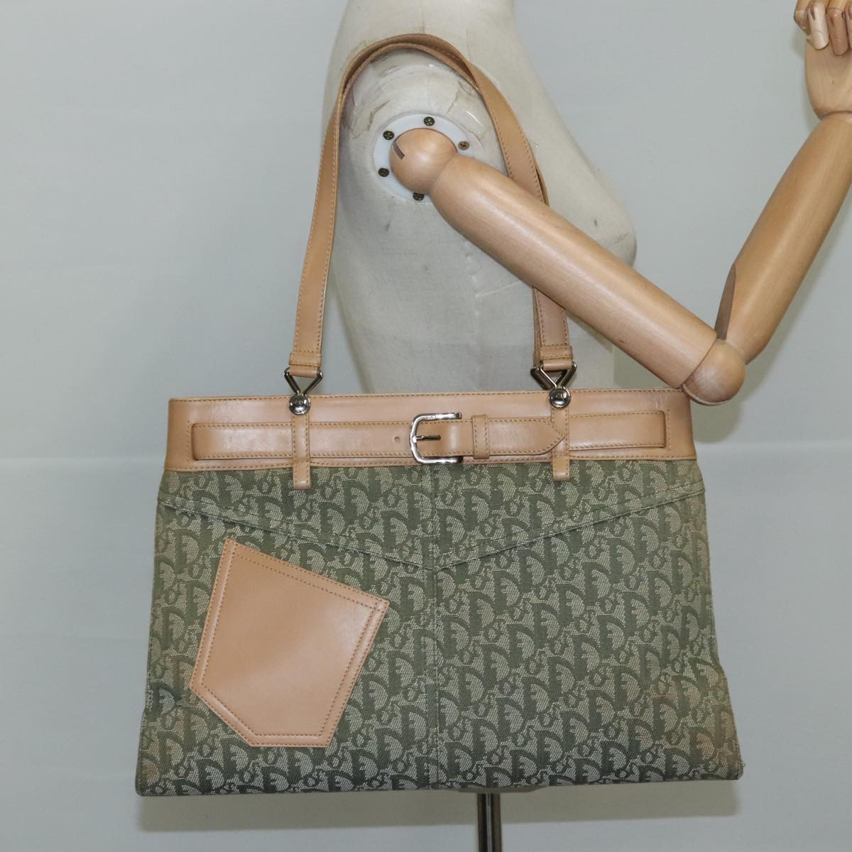 Dior Trotter Khaki Canvas Tote Bag (Pre-Owned)