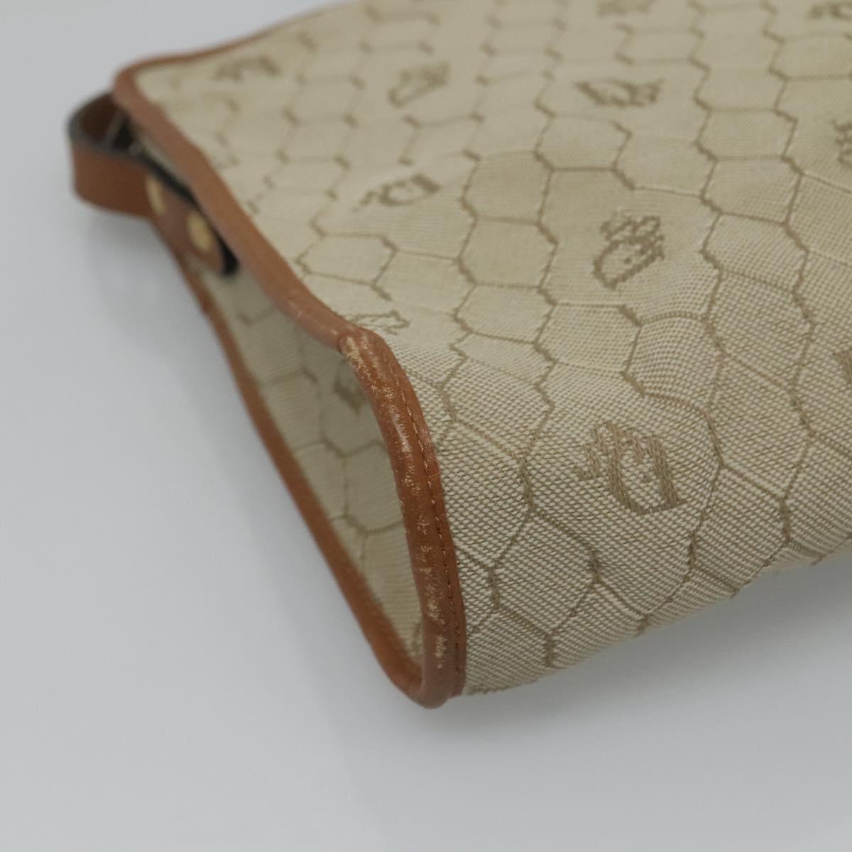 Dior Honeycomb Beige Canvas Shoulder Bag (Pre-Owned)