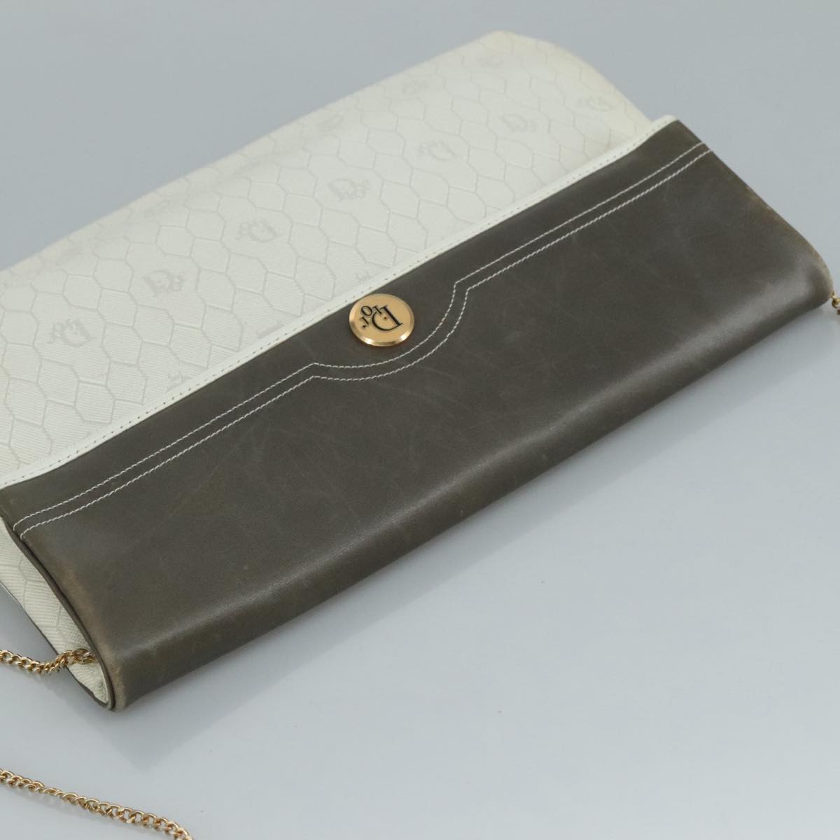 Dior Honeycomb White Canvas Shoulder Bag (Pre-Owned)