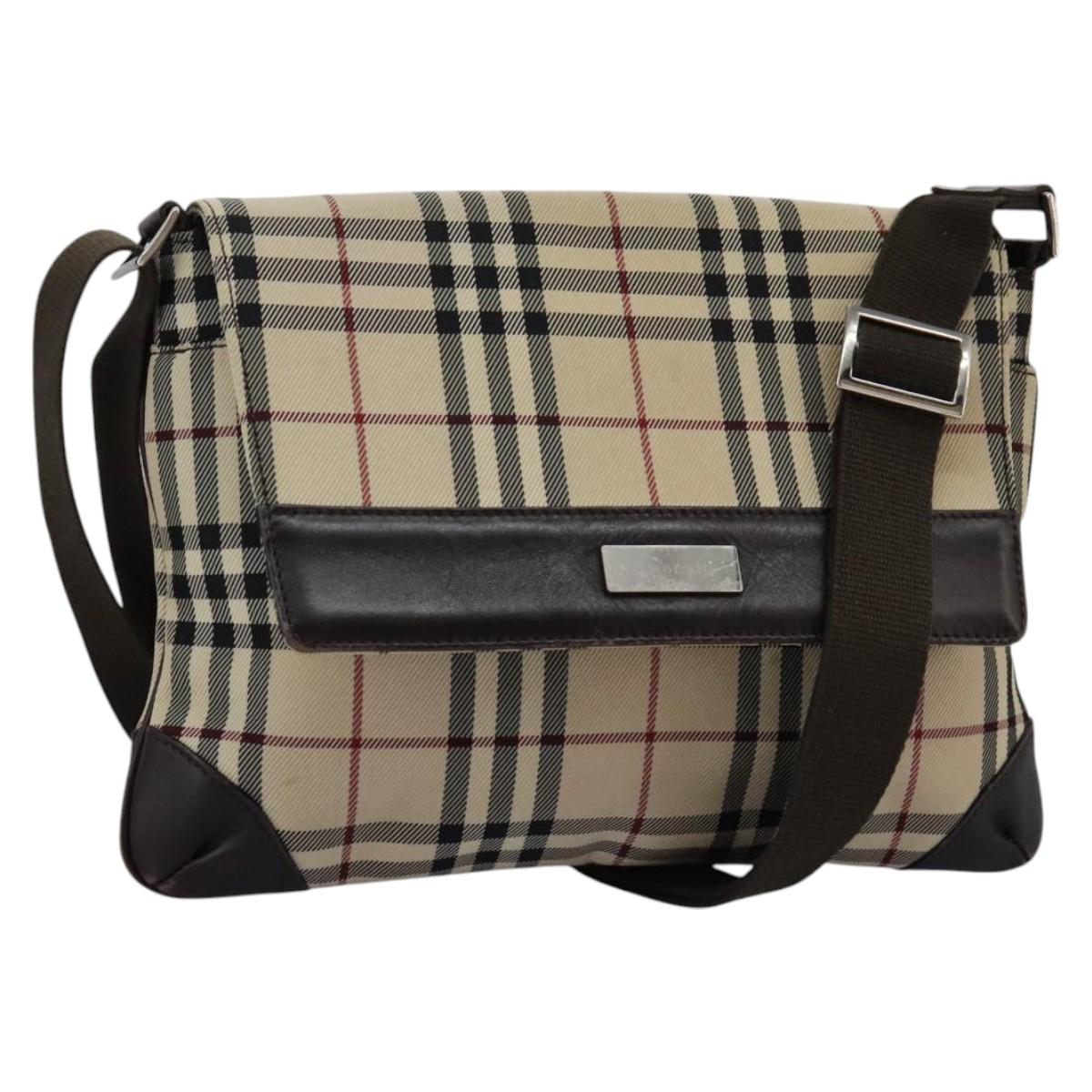Burberry Nova Check Beige Canvas Shoulder Bag (Pre-Owned)