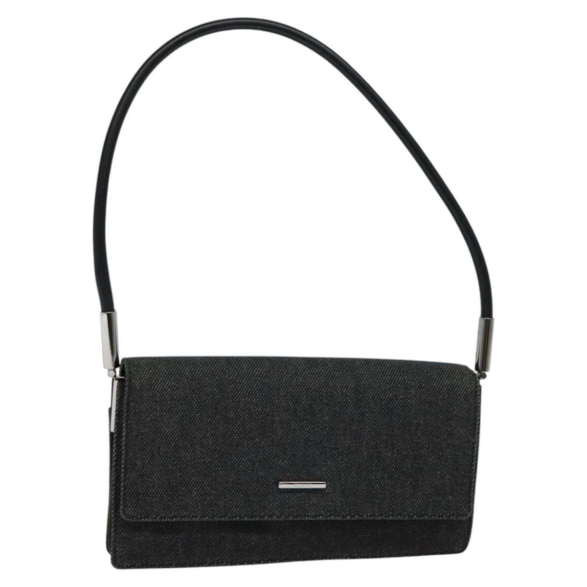 Gucci Gg Denim Black Canvas Shoulder Bag (Pre-Owned)