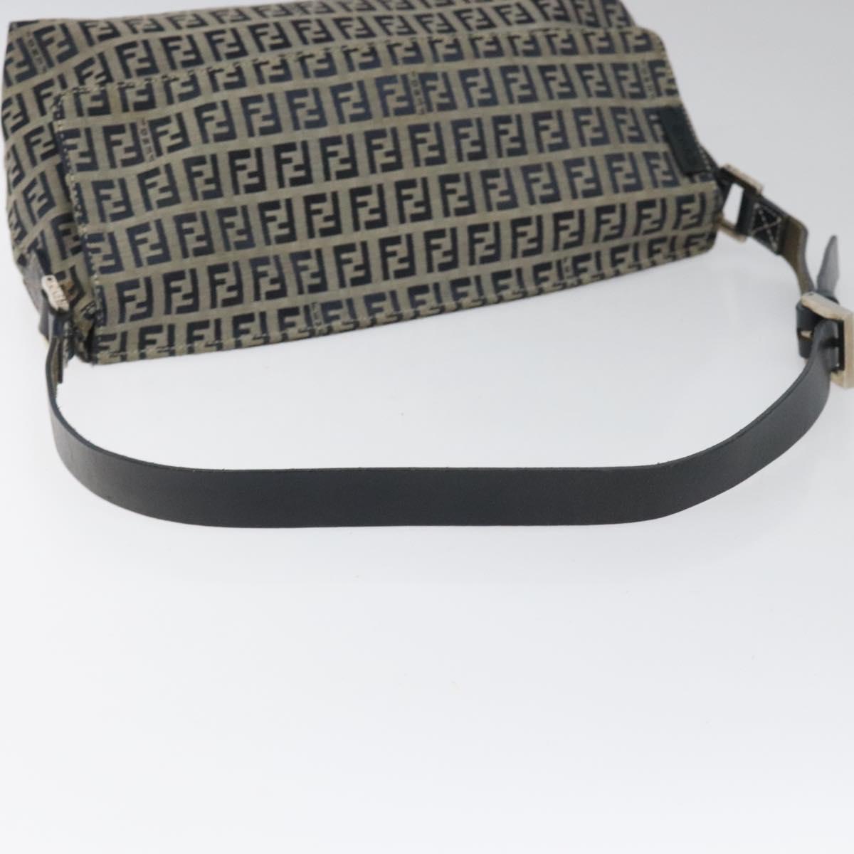 Fendi Zucchino Navy Canvas Shoulder Bag (Pre-Owned)