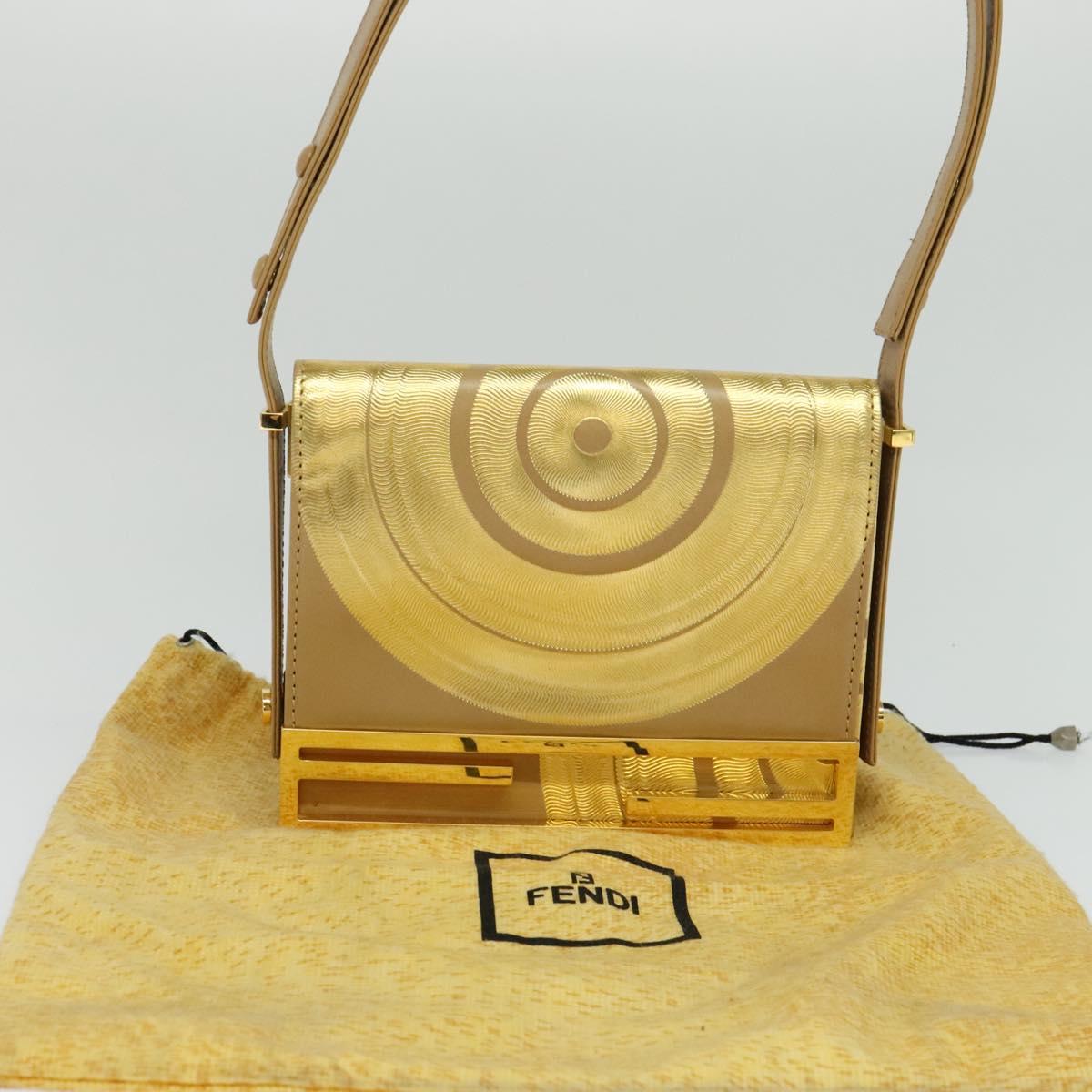 Fendi Gold Leather Shoulder Bag (Pre-Owned)