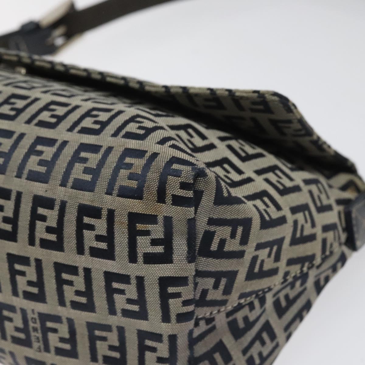 Fendi Zucchino Navy Canvas Shoulder Bag (Pre-Owned)