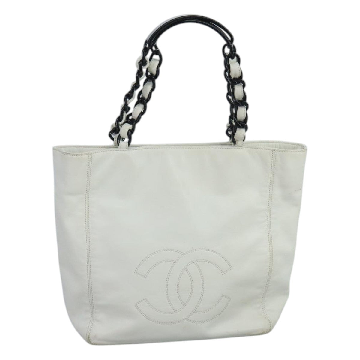 Chanel Shopping White Leather Tote Bag (Pre-Owned)