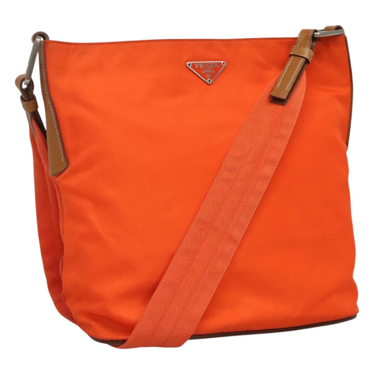Prada Re-Nylon Orange Synthetic Shoulder Bag (Pre-Owned)