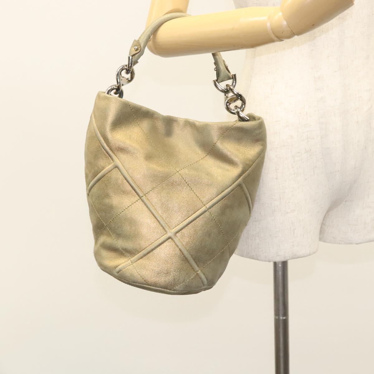 Salvatore Ferragamo Hobo Gold Suede Handbag (Pre-Owned)