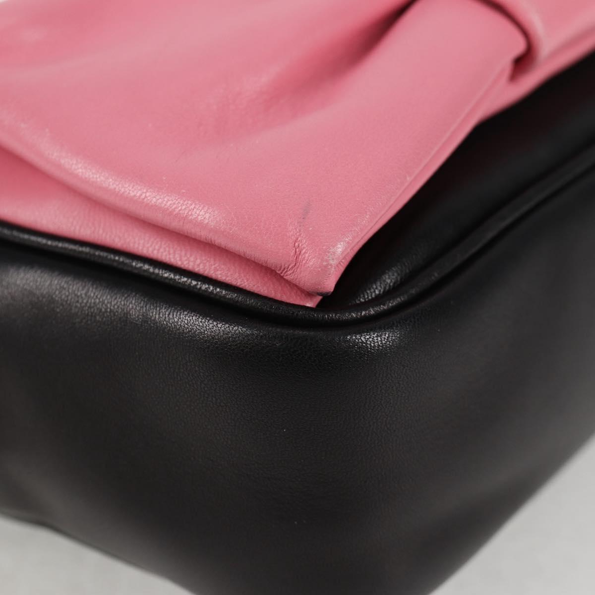 Prada Ribbon Black Leather Shoulder Bag (Pre-Owned)