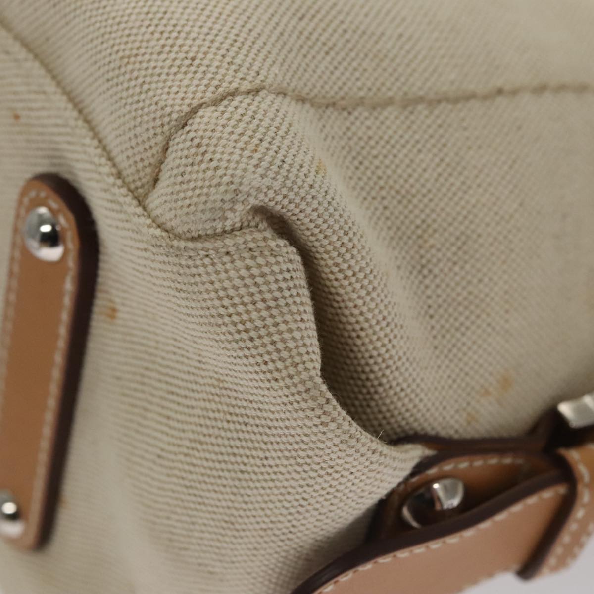 Salvatore Ferragamo Gancini Beige Canvas Shoulder Bag (Pre-Owned)