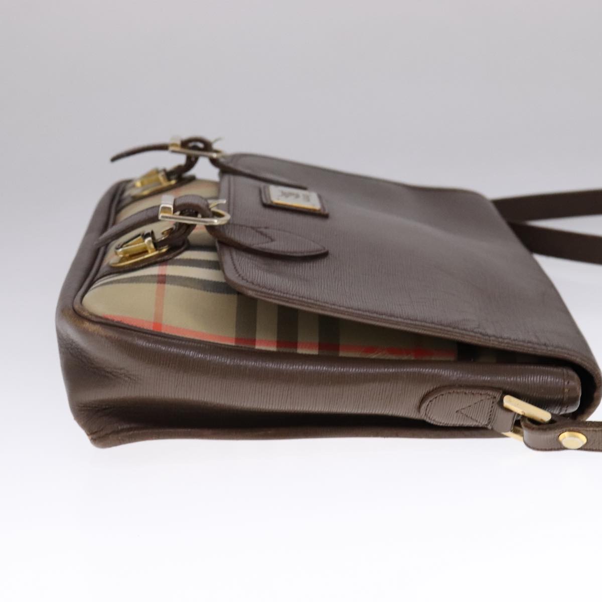 Burberry Haymarket Beige Canvas Shoulder Bag (Pre-Owned)