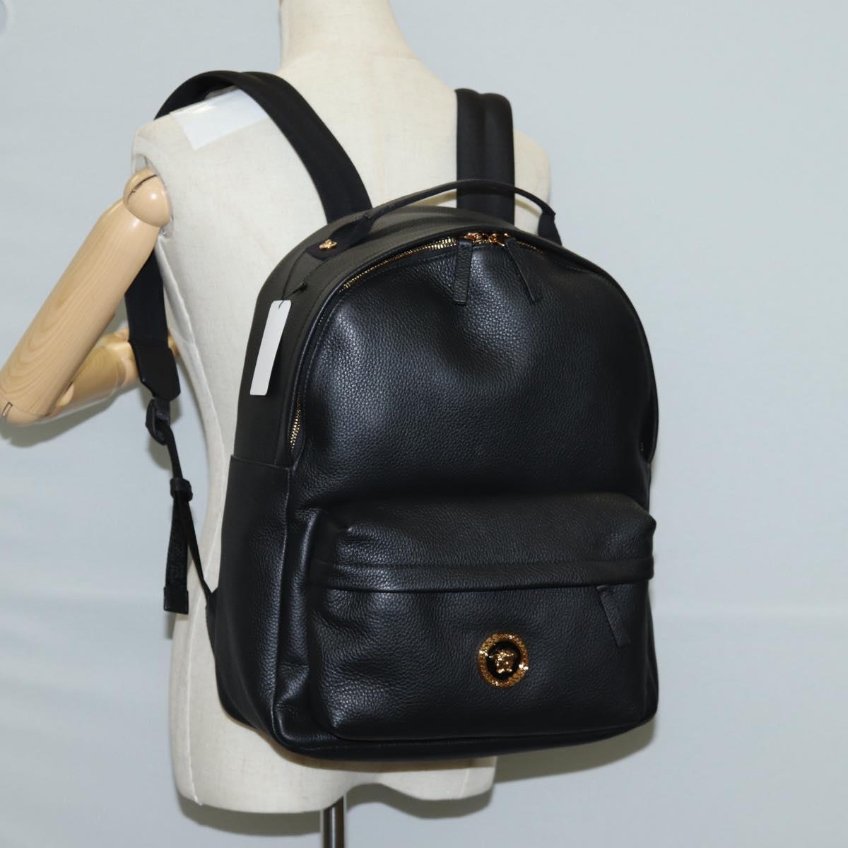 Versace Medusa Black Leather Backpack Bag (Pre-Owned)