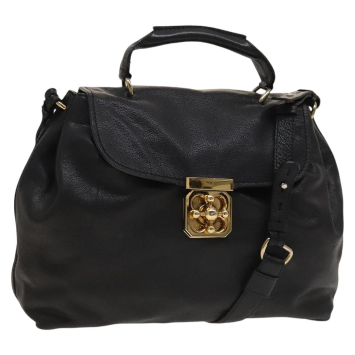 Chloé Elsie Black Leather Handbag (Pre-Owned)