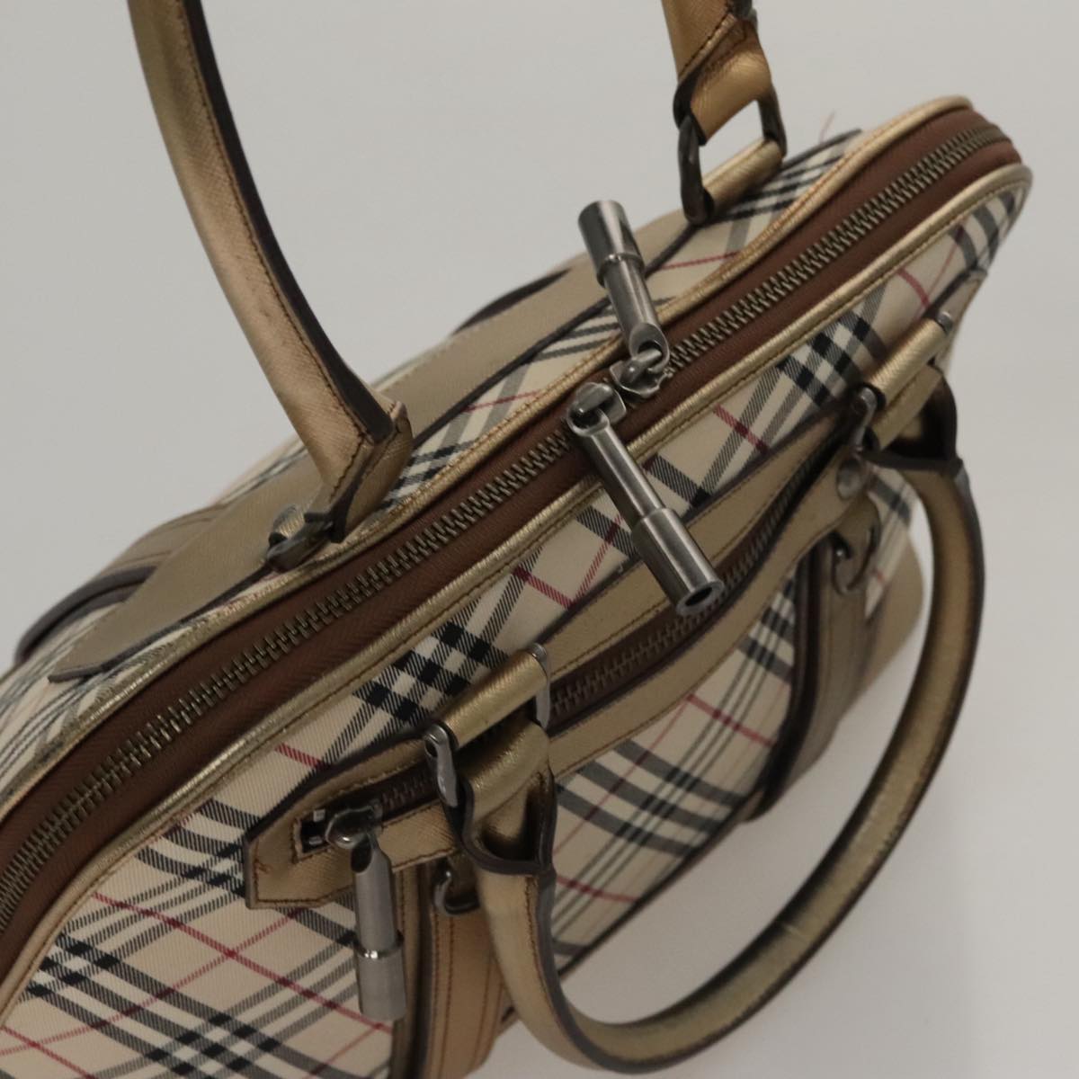 Burberry Nova Check Beige Canvas Handbag (Pre-Owned)