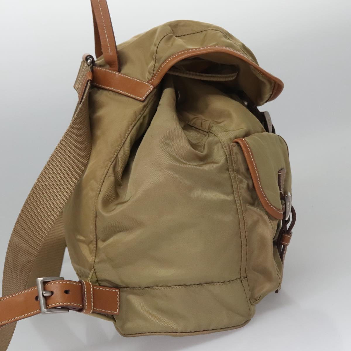 Prada Re-Nylon Khaki Synthetic Backpack Bag (Pre-Owned)