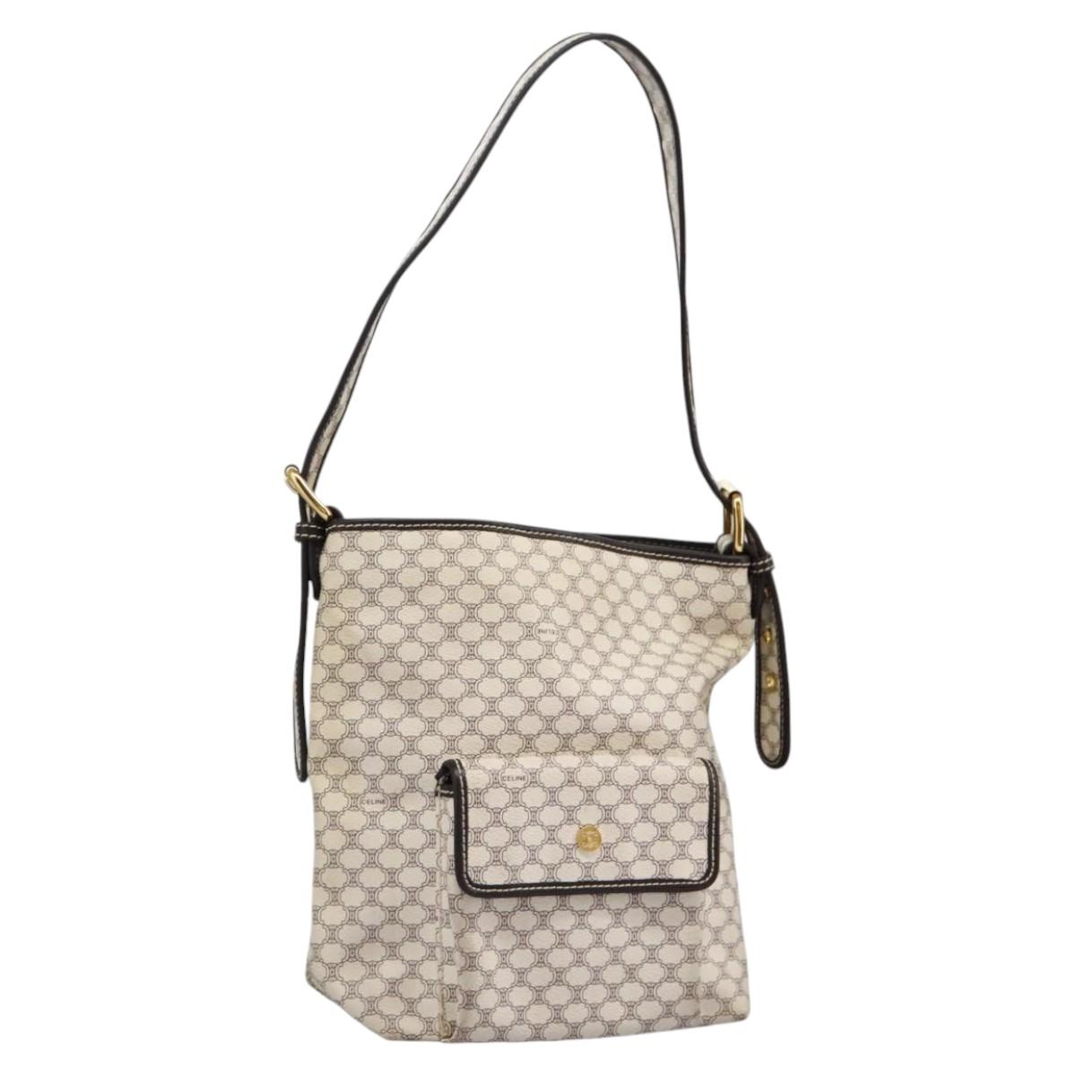 Céline Macadam White Canvas Shoulder Bag (Pre-Owned)