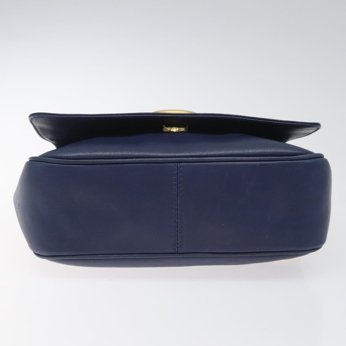 Céline Logo Du Cercle Blue Leather Shoulder Bag (Pre-Owned)