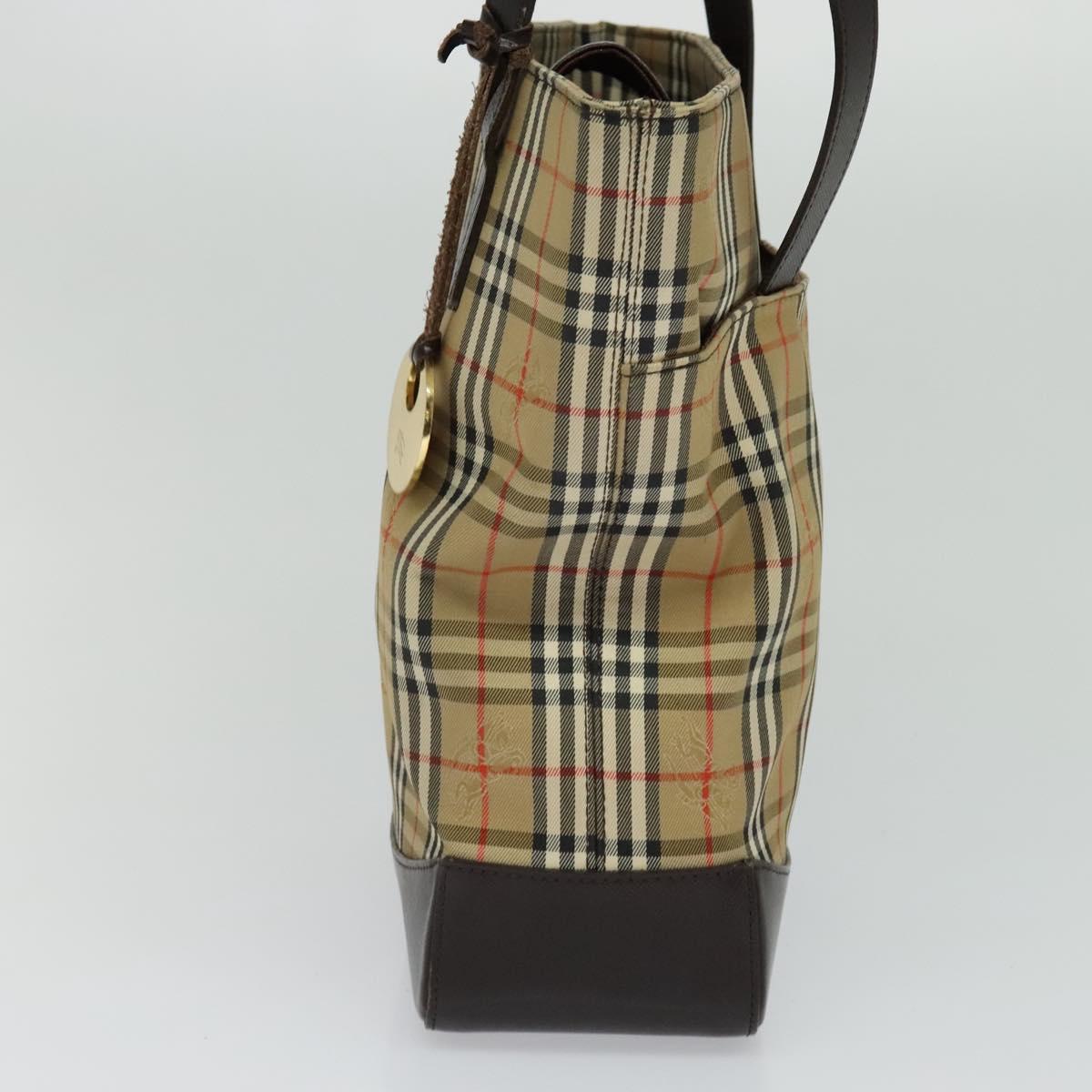 Burberry Nova Check Beige Canvas Shoulder Bag (Pre-Owned)