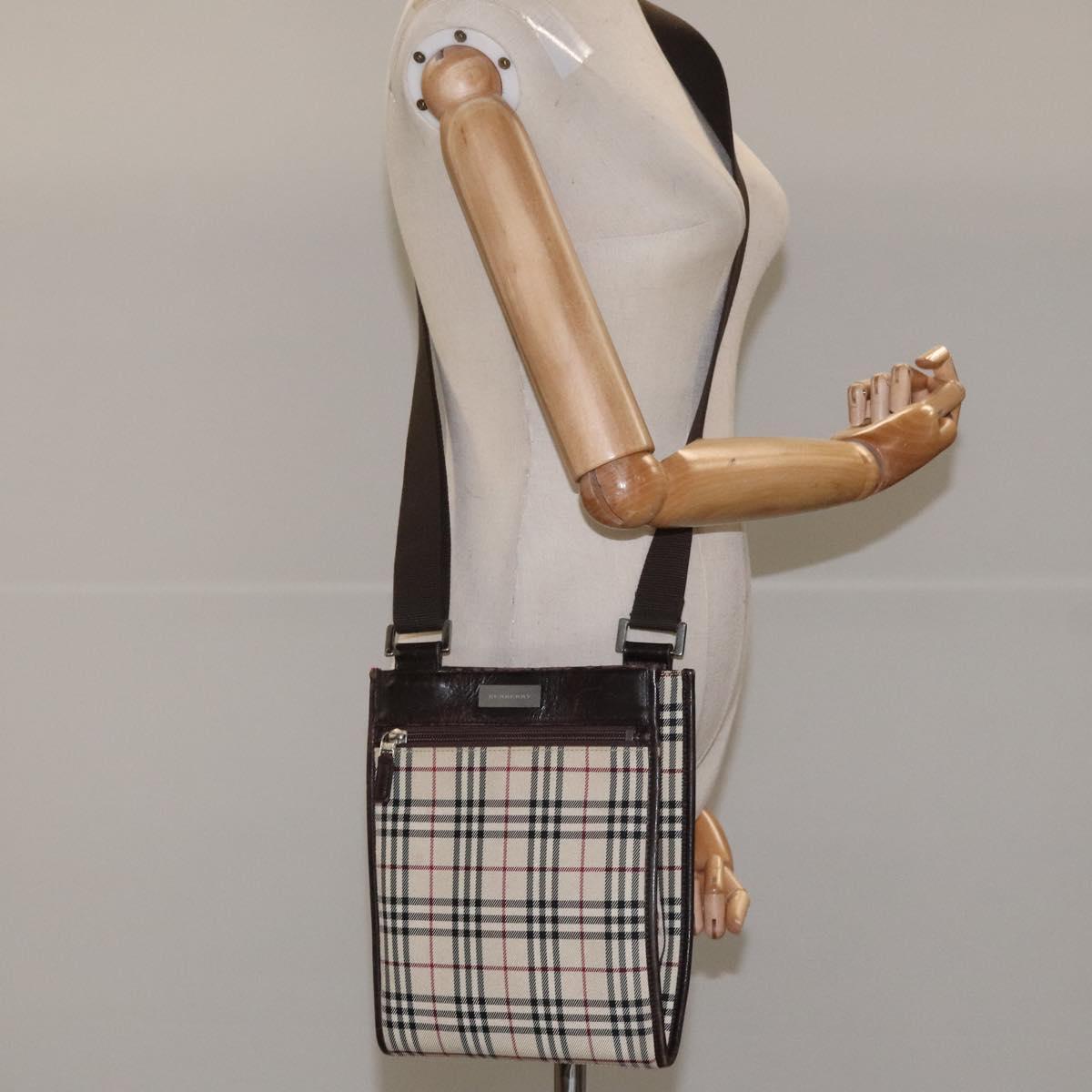 Burberry Nova Check Beige Canvas Shoulder Bag (Pre-Owned)