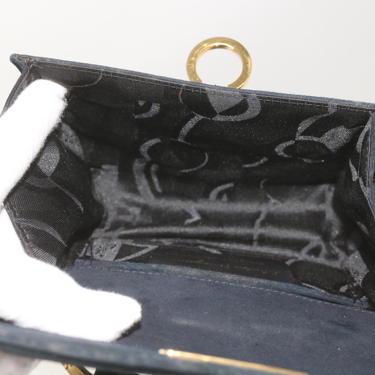 Salvatore Ferragamo Gancini Black Suede Shoulder Bag (Pre-Owned)