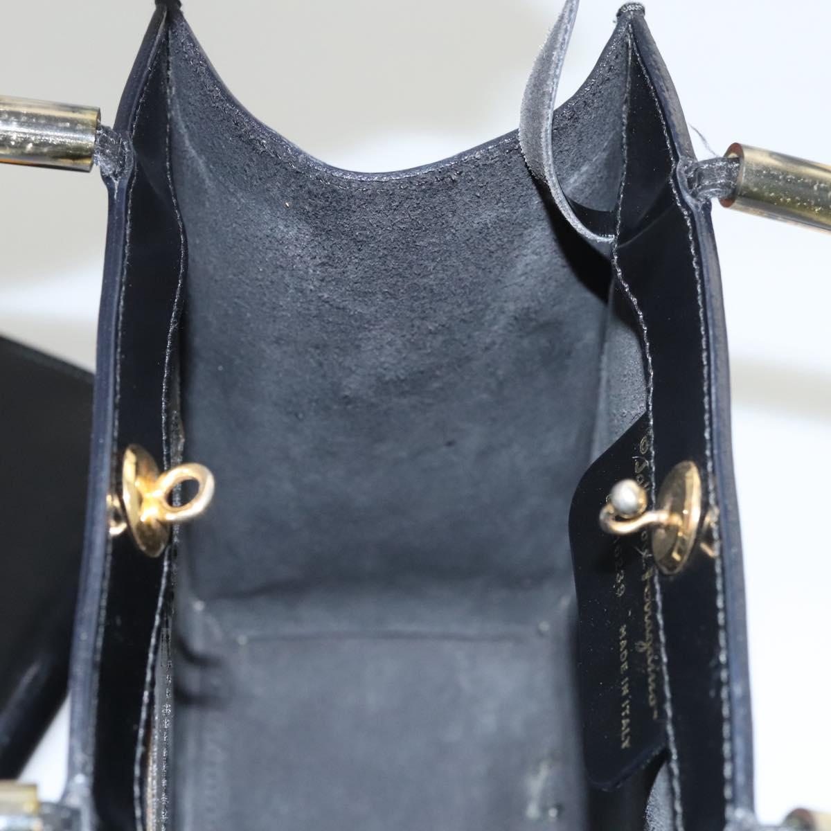 Salvatore Ferragamo Wanda Black Patent Leather Handbag (Pre-Owned)