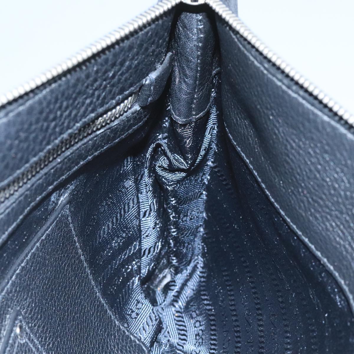 Prada Triangle Logo Black Leather Clutch Bag (Pre-Owned)