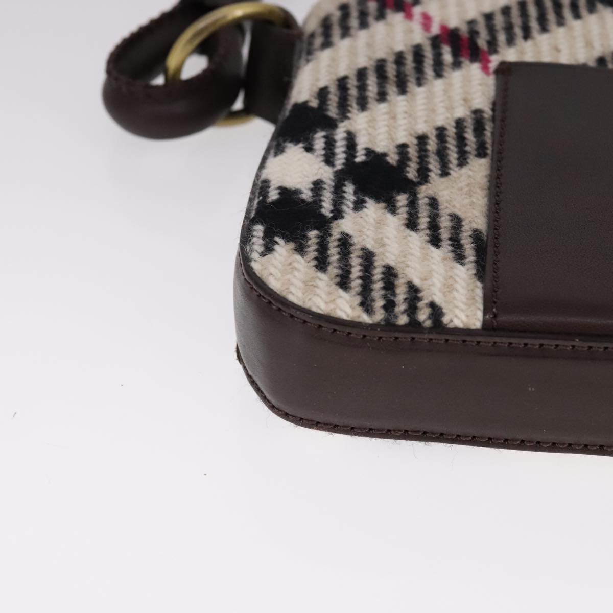 Burberry Nova Check Beige Wool Shoulder Bag (Pre-Owned)