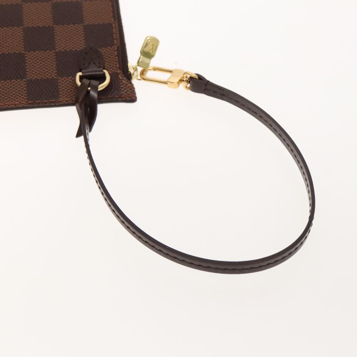 Louis Vuitton Neverfull Pouch Brown Canvas Clutch Bag (Pre-Owned)