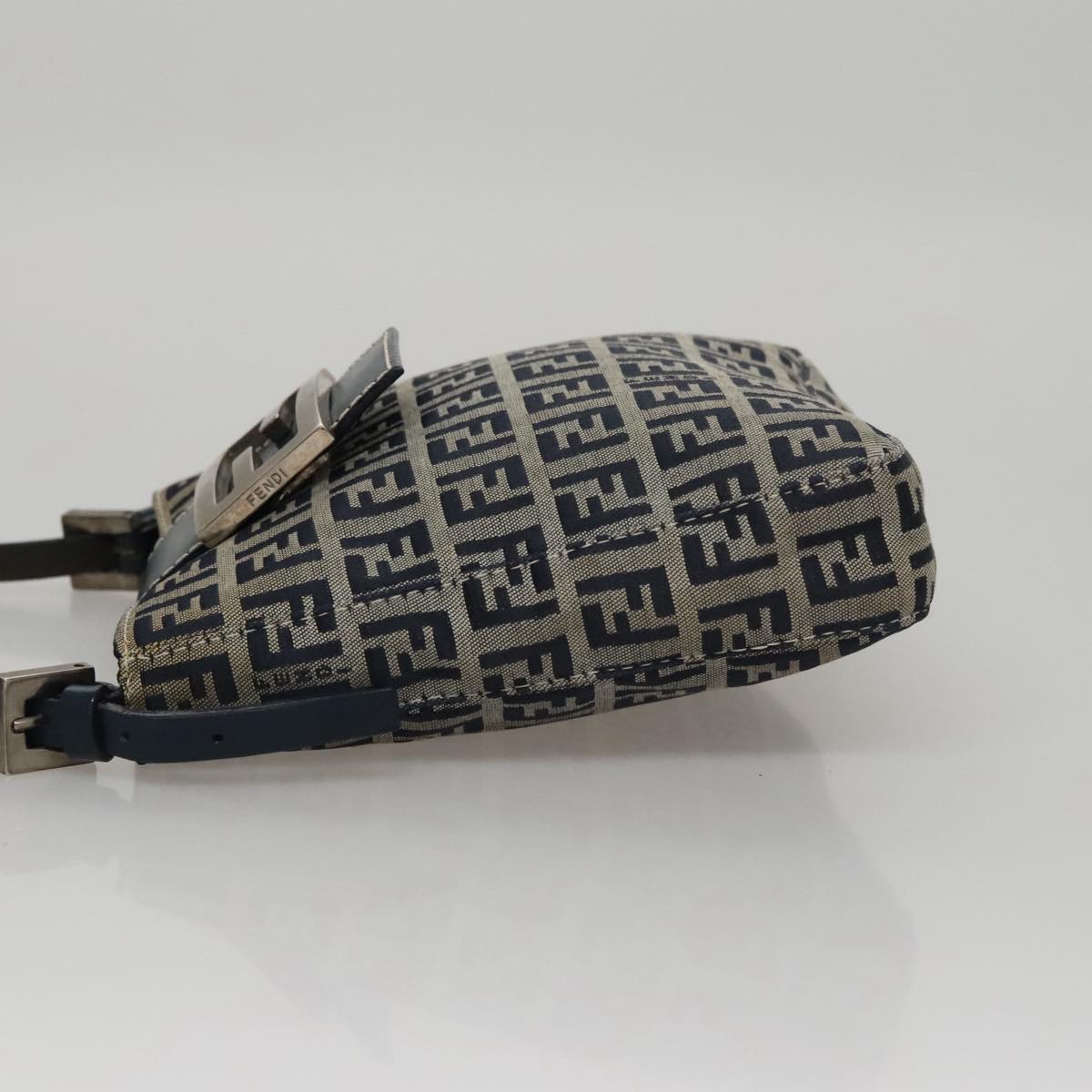 Fendi Zucchino Navy Canvas Shoulder Bag (Pre-Owned)