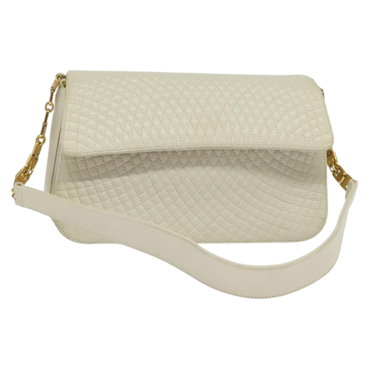 Bally Quilted Beige Leather Shoulder Bag (Pre-Owned)