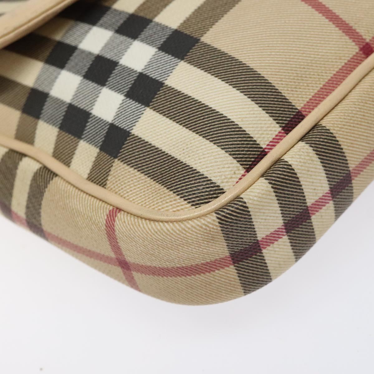 Burberry Nova Check Beige Canvas Shoulder Bag (Pre-Owned)