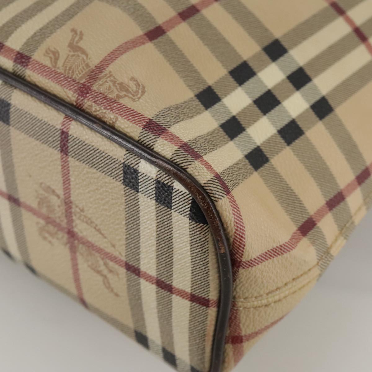 Burberry Haymarket Beige Canvas Tote Bag (Pre-Owned)