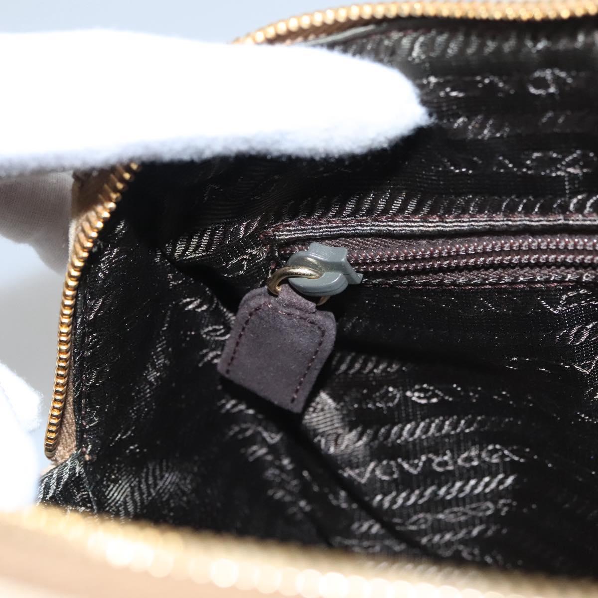 Prada Triangle Logo Beige Suede Handbag (Pre-Owned)