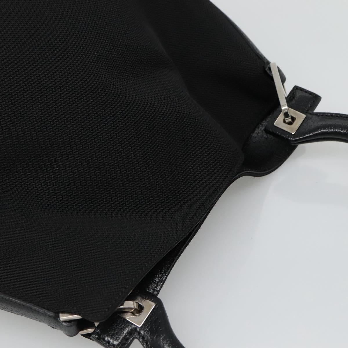 Salvatore Ferragamo Gancini Black Canvas Handbag (Pre-Owned)